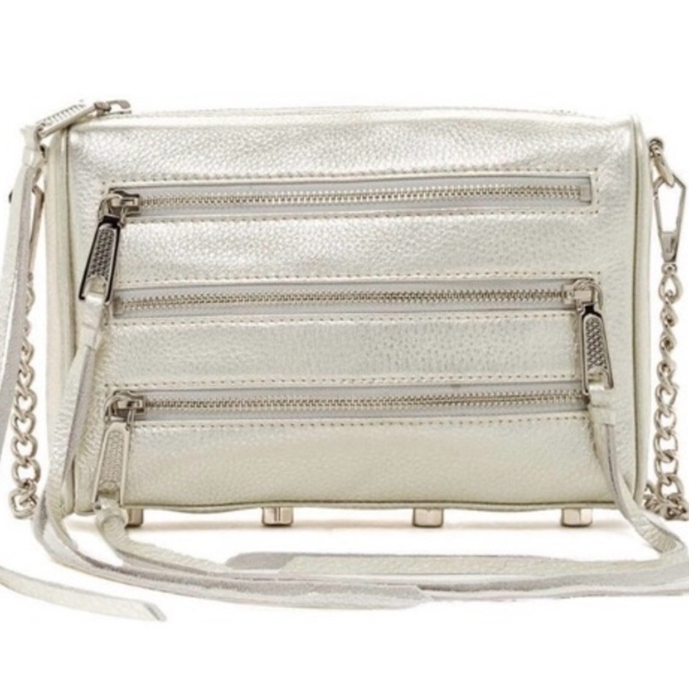Silver Rebecca Minkoff Mini 5 Zip Bag